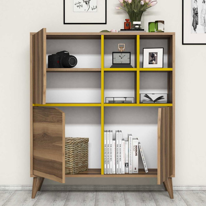 Hanah Home Pulse Armario Multiusos Nogal y Amarillo